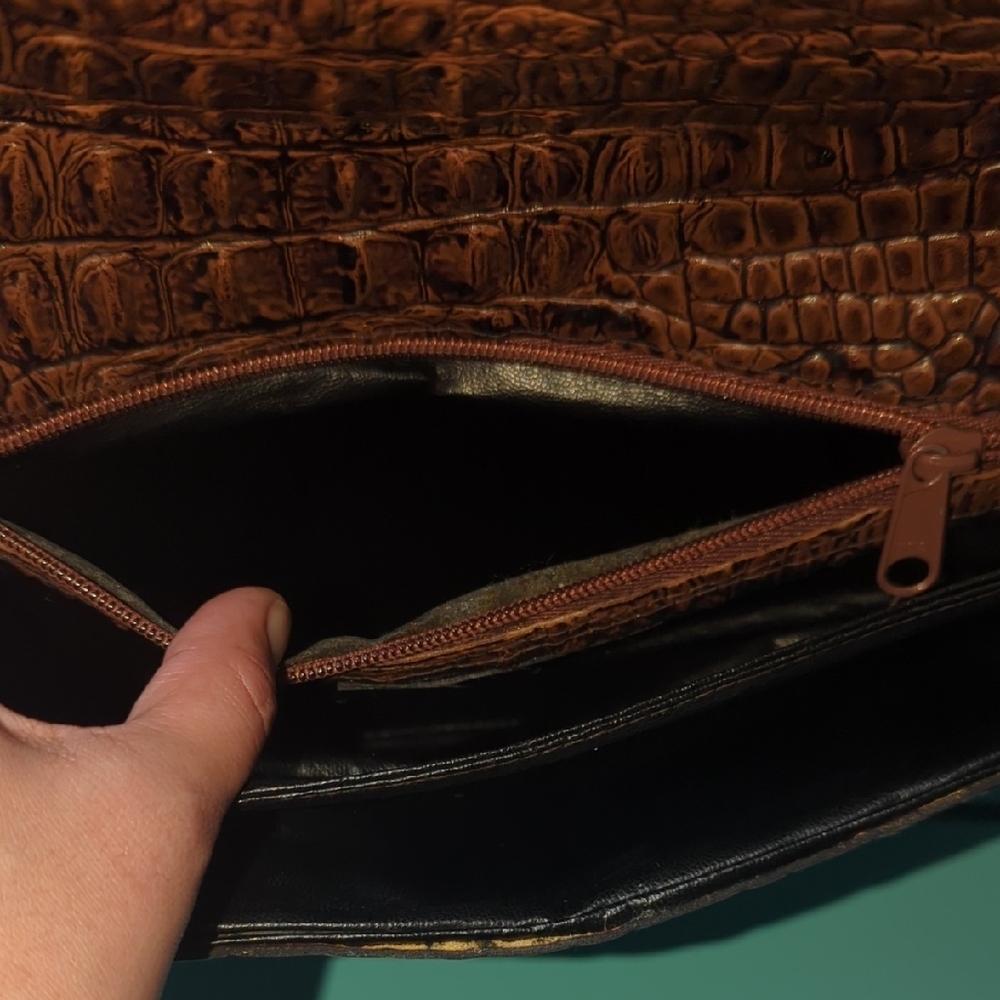 Vintage Brown Crocodile Embossed Handbag 60s - Picture 11 of 13